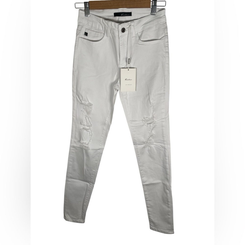 KanCan Crisp White Distressed Denim Jeans‎ NWT Size 7/27